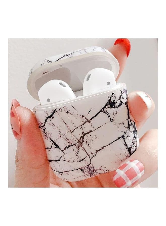 Marble Pattern Shockproof TPU Protective Case for Apple AirPods 1/2 White
