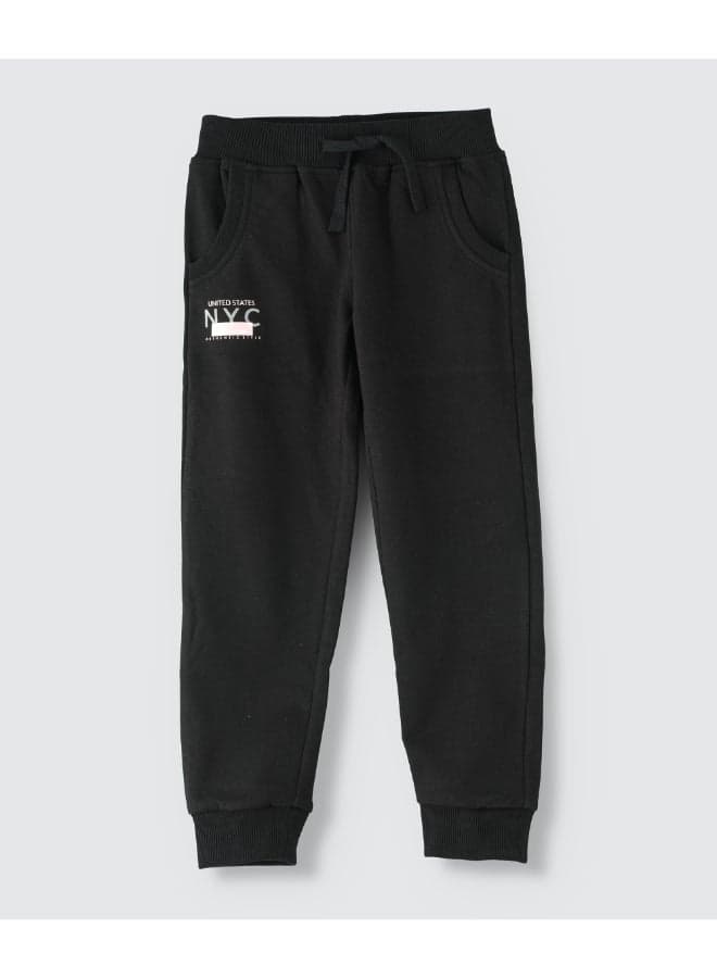 Drawstring Knit Joggers Black