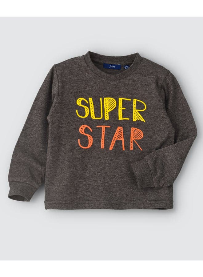 Printed Crew Neck Sweatshirt Dark Grey Melange