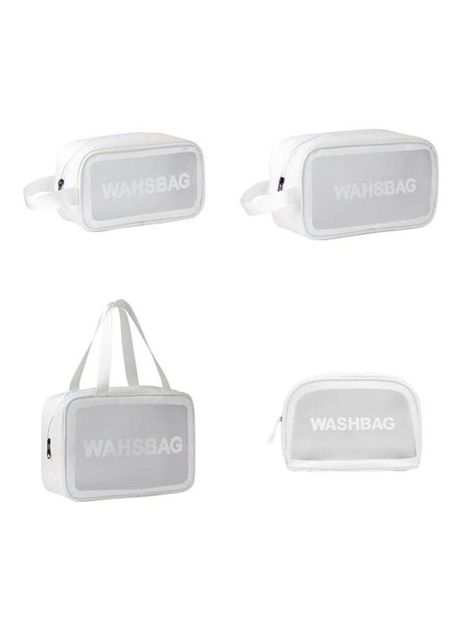 4-Piece Ladies Transparent Cosmetic Bag White