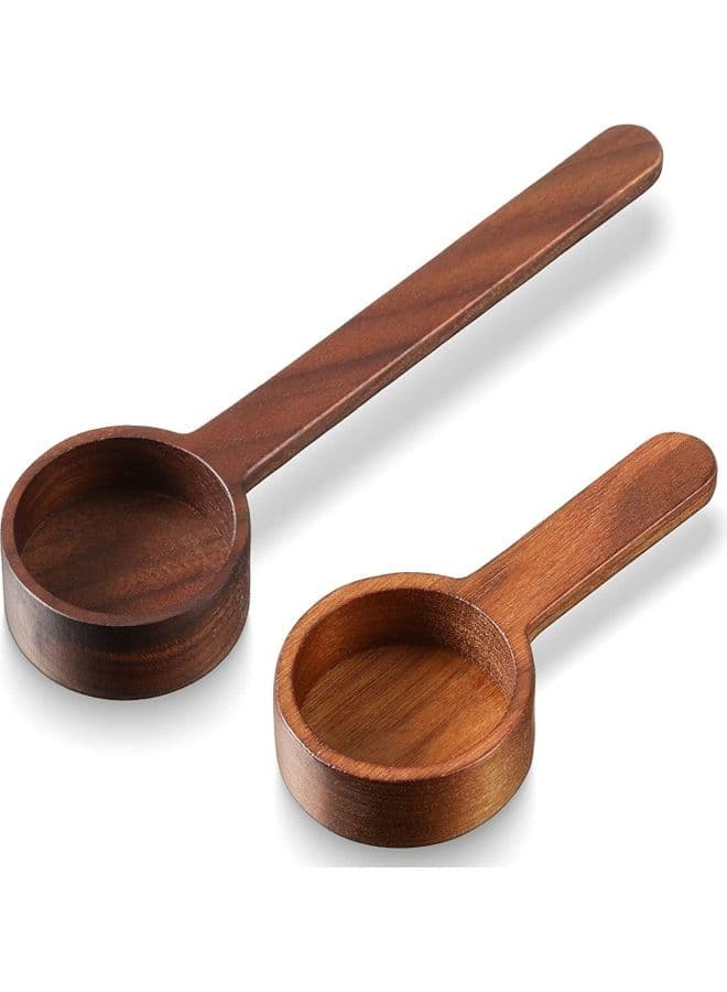 2-Piece Wooden Measuring Coffee Scoop Set Brown