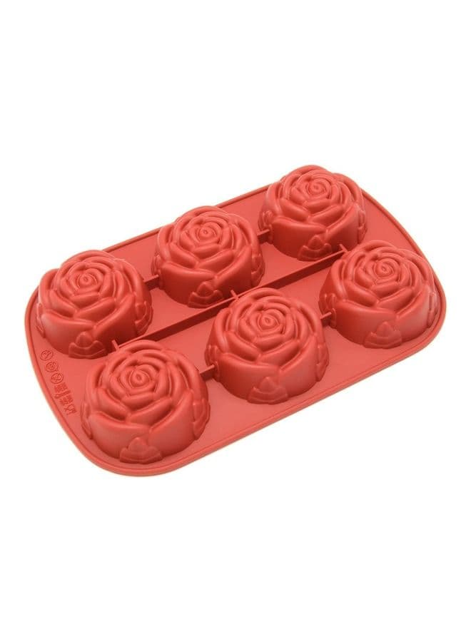 6-Cup Silicone Mold Garden Rose Cupcake Baking Pan Multicolour one size