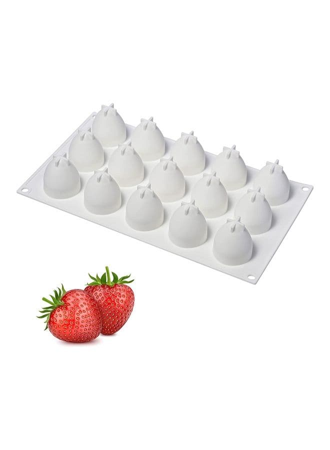 15-Cavity Creative Strawberry Shaped Silicone Mould White 29 x 17cm