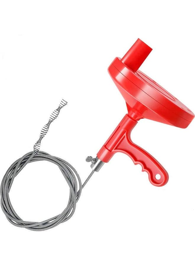 23 Feet Plumbing Snake Drain Cleaner For Bathroom Kitchen Red/Silver