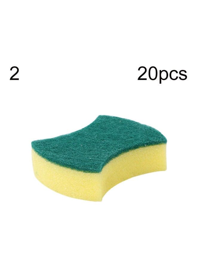 20-Piece Household Dish Washing Cleaning Sponge Set Green/Yellow