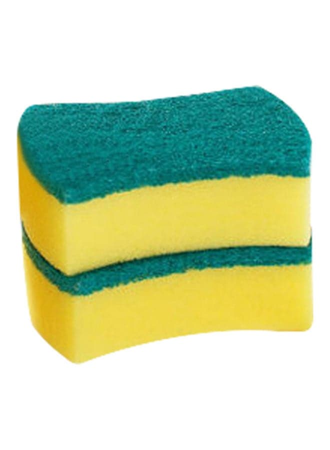 2-Piece Household Dish Washing Cleaning Sponge Set Green/Yellow
