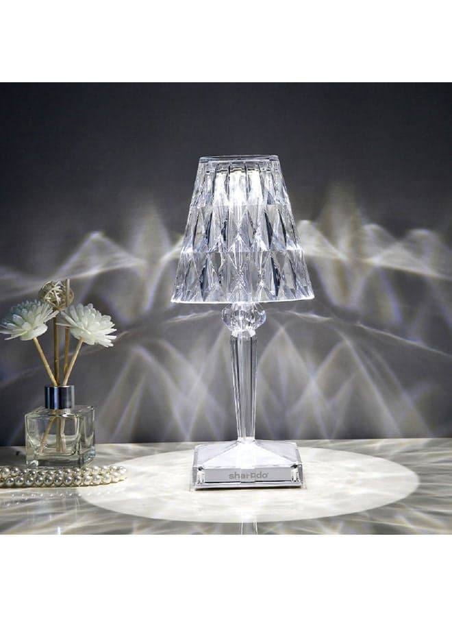 3-Way Touch Control Crystal Table Lamp With Dual USB Charging Ports Transparent 260x86ml