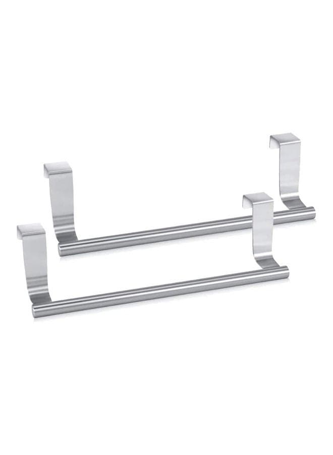 2 Piece Stainless Steel Towel Rack Rod Silver 23.50x2.50x9.50cm