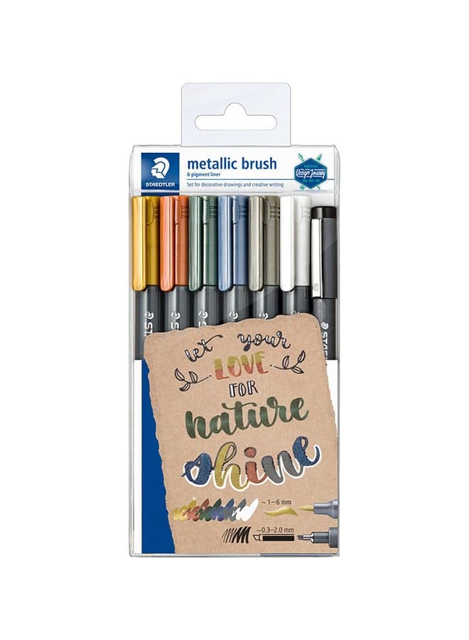 7-Piece Mettalic Brush Set Multicolour