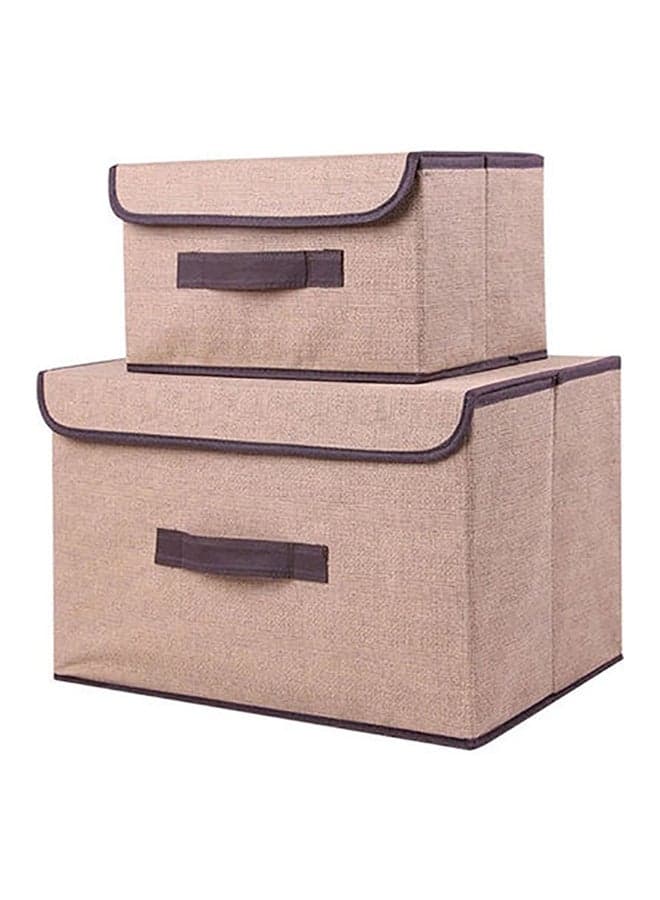 2-Piece Foldable Cloth Storage Box Beige