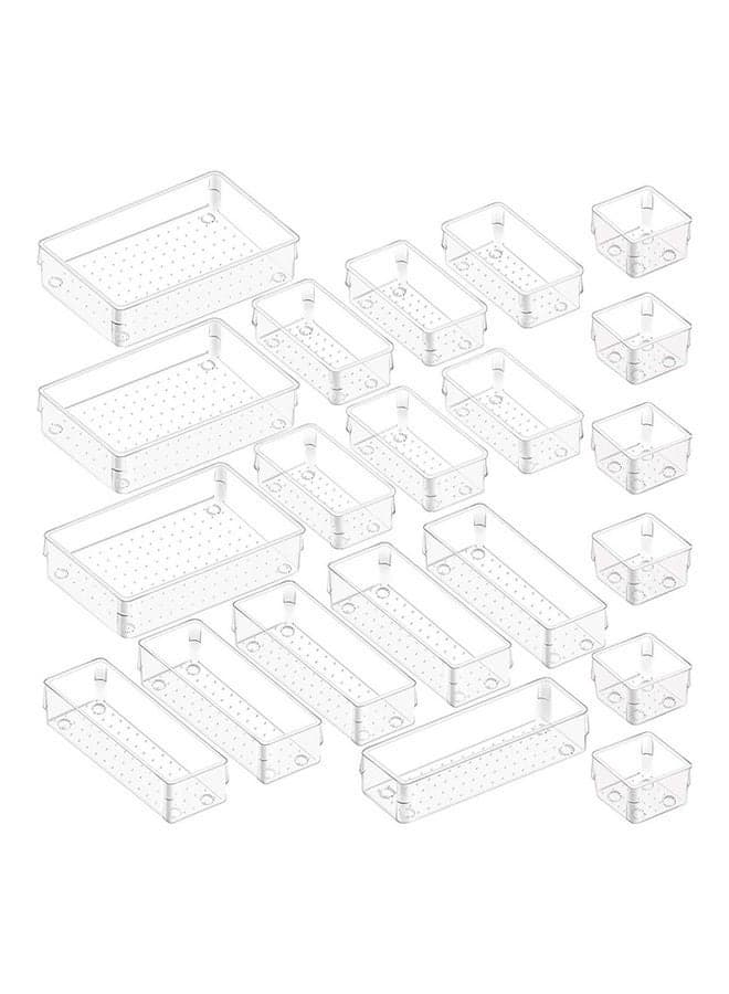 21-Piece Desk Drawer Organizer Trays Clear 25x25x19.5cm