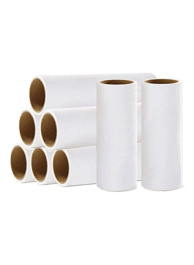 8-Pieces Sticky Clothes Hair Remover Lint Roller Refill White 10x8x16cm