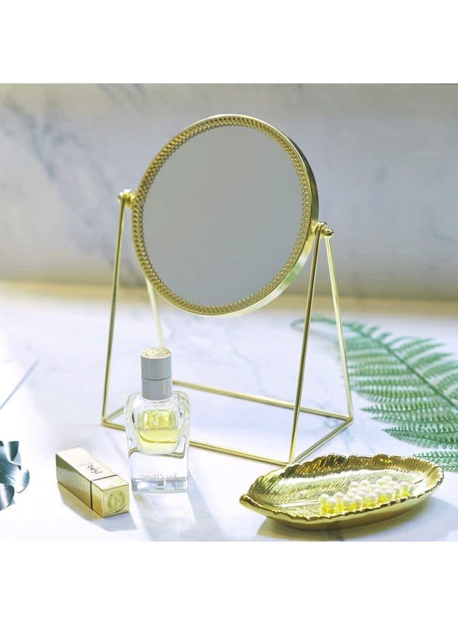 Rotation Cosmetic Vanity Mirror Gold 25cm