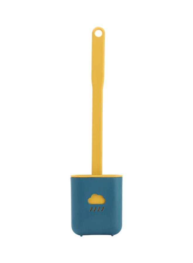 Soft Bristles Flat Head Silicone Toilet Brush Blue 10x4x38cm