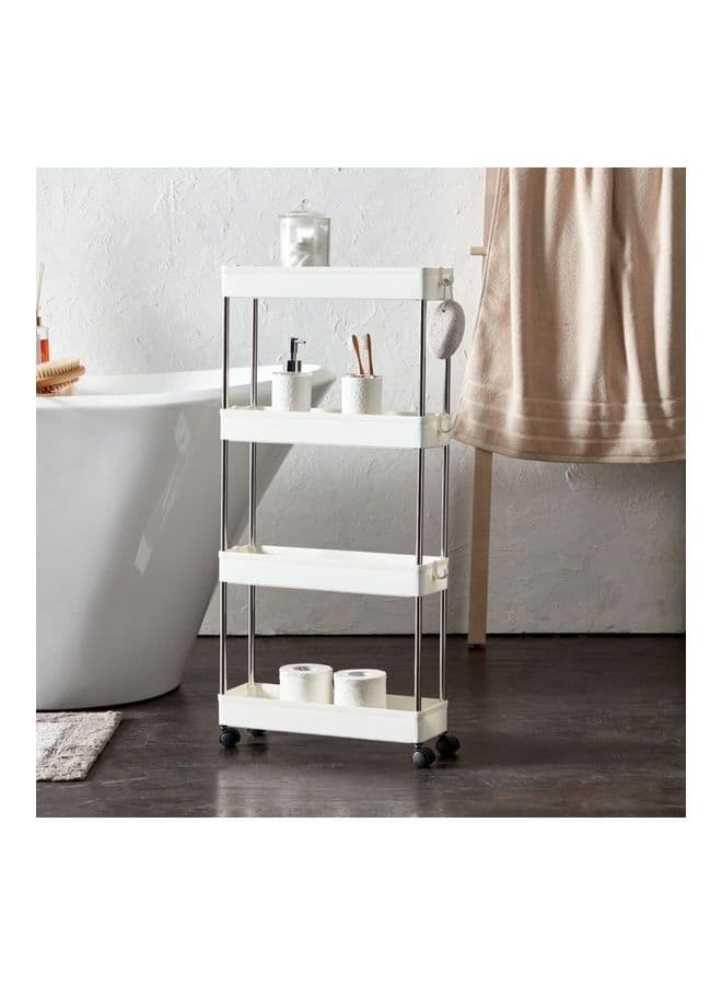4-Tier Storage Shelves White 86x12.5x40cm