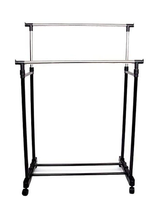 Double Pole Telescopic Clothes Hanger Rack Black 845  x  430  x  950cm