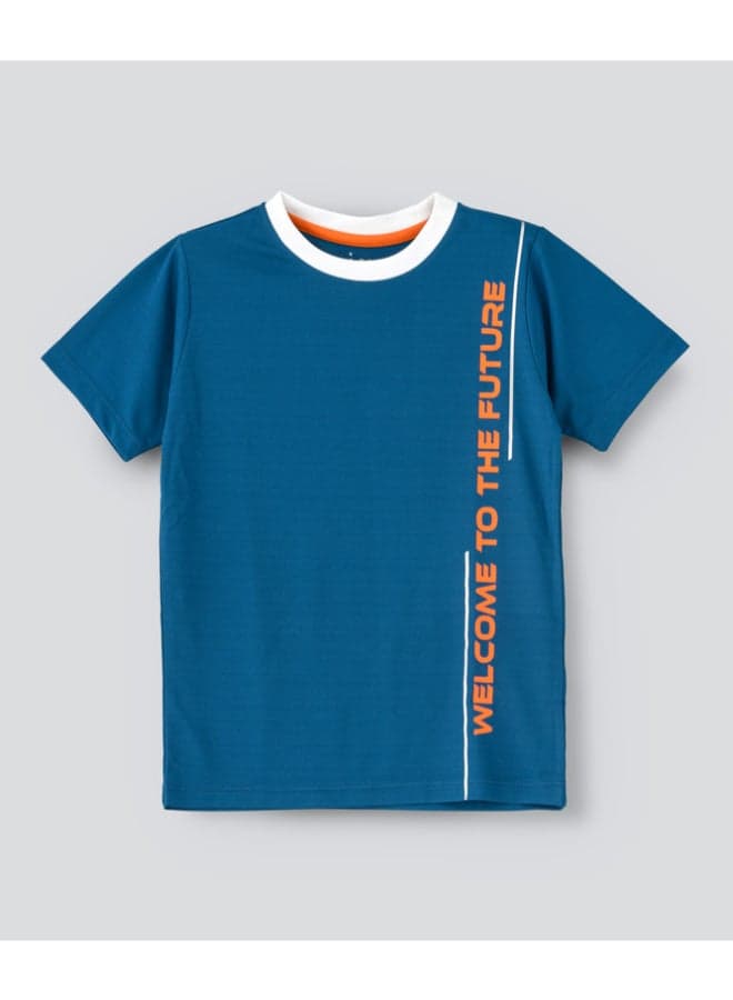 Casual Crew Neck T-Shirt Blue