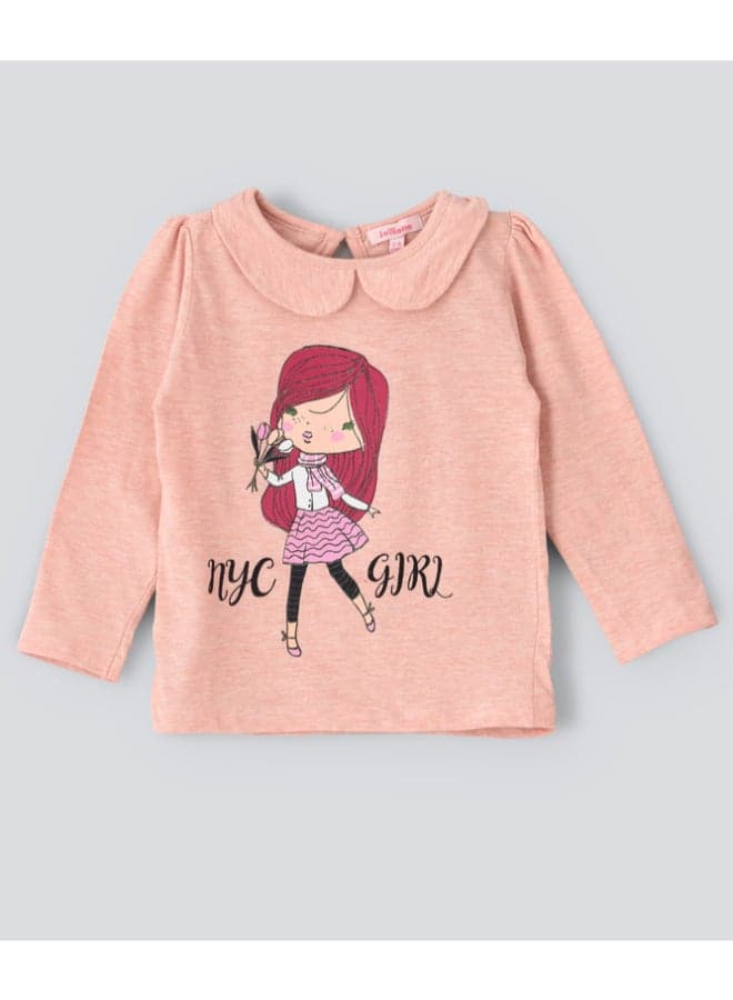 Printed Long Sleeve T-Shirt Light Pink