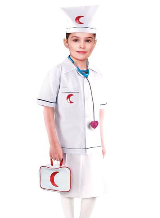 Nurse Costume Set in Breathable Fabric For Girls - White, For Ages 3+ Years