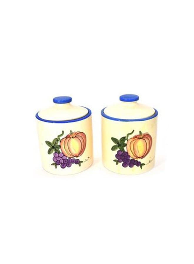 2-Piece Grapes Printed Canister Décor Set Multicolour 28x17x15cm