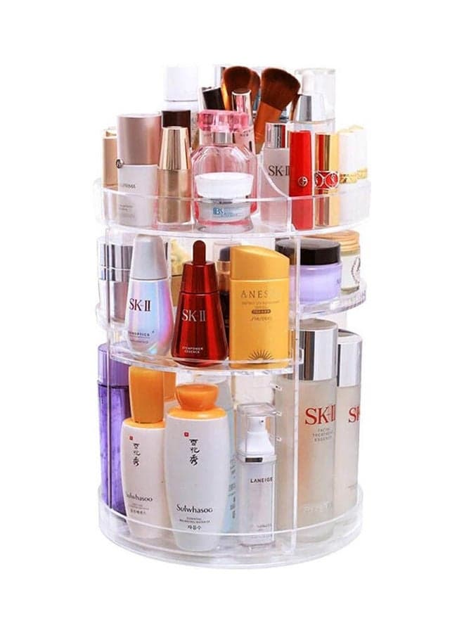 Sophisticated And Practical 360 Degree Rotation Makeup Organizer Multi-Function Cosmetic Storage Box, Large Capacity, Fits Toner, Creams, Makeup Brushes, Lipsticks And More Cosmetic Display Stand Clear