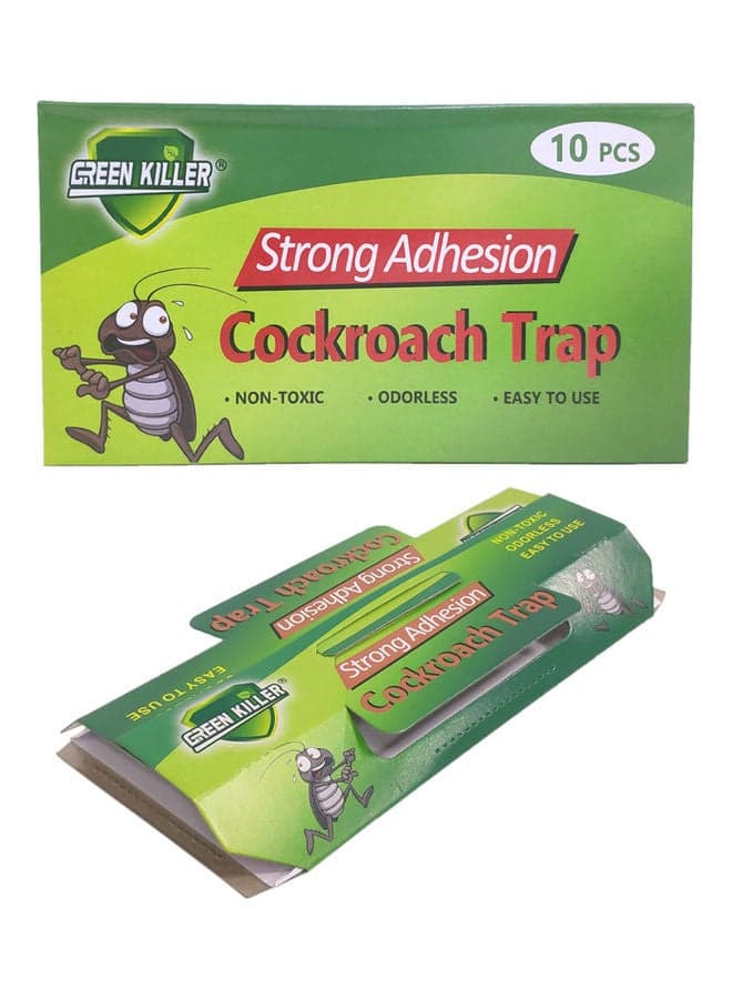 10-Piece Strong Adhesion Cockroach Trap Green 20x11x4cm