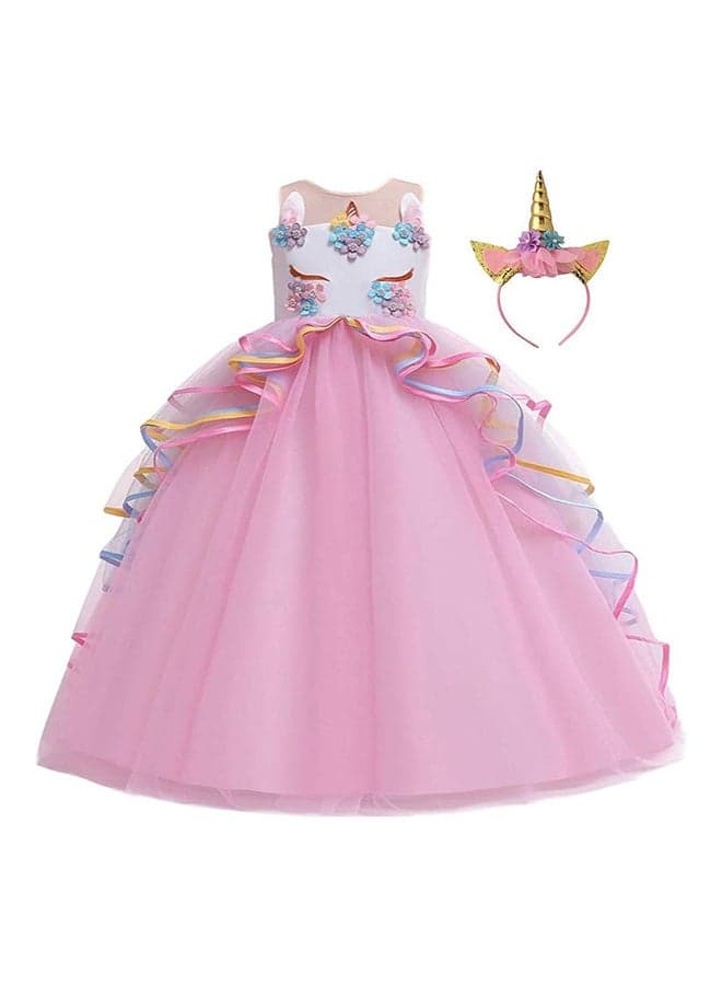 Unicorn Headband Princess Costume Birthday Pageant Party Dance Performance Fancy Dress Up Outfit 10 - 11 Years