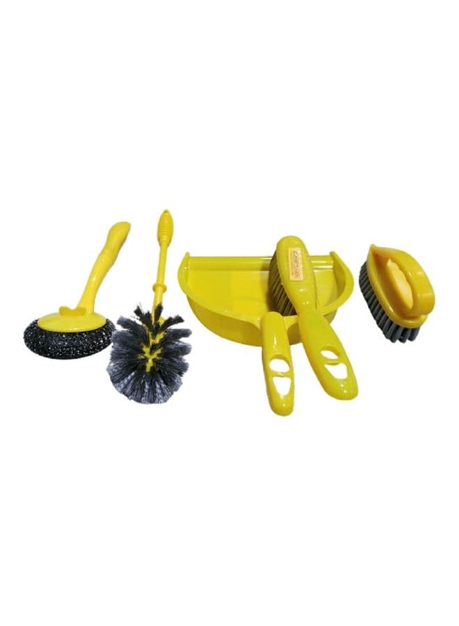 5 Piece Dustpan With Brush Set Yellow/Black 2x7inch