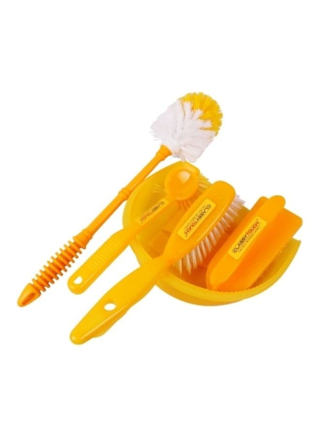 5 Piece Dustpan With Brush Set Yellow/White