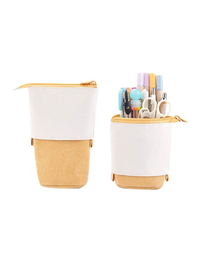 Retractable Pencil Case Yellow/White