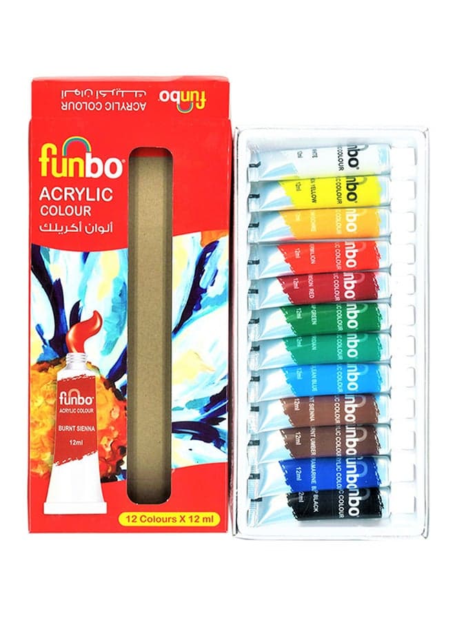 12-Piece Acrylic Colour Set Multicolour