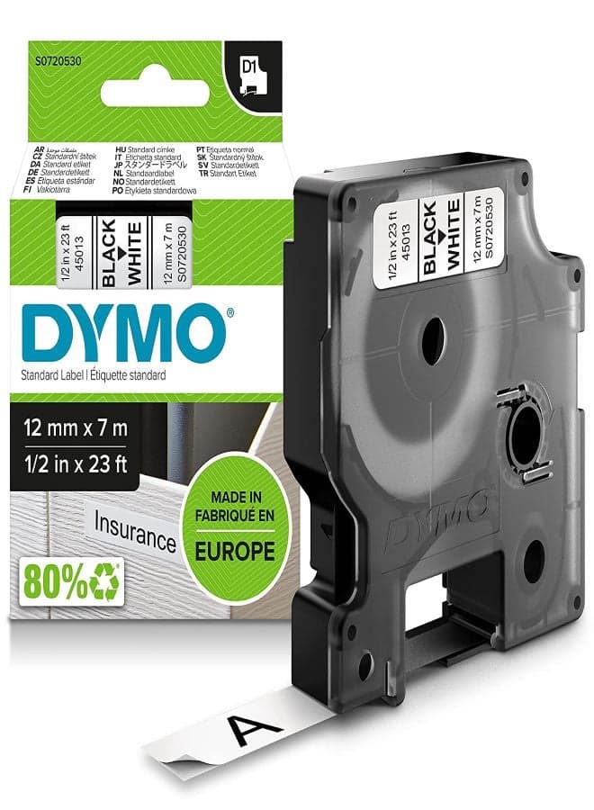 Standard Labeling Tape White/Black