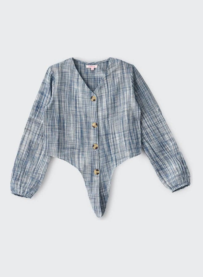 Woven Casual Top Light Blue — 11-12Y