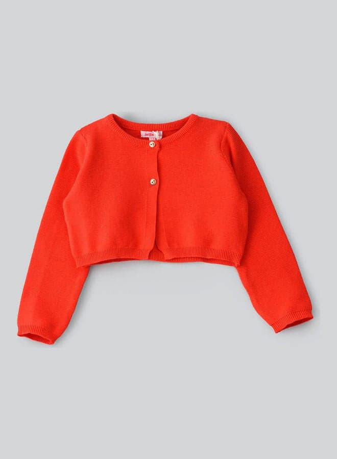 Front Buttoned Cardigan Orange