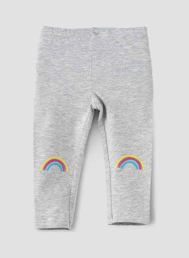 Casual Knitted Leggings Light Grey Melange