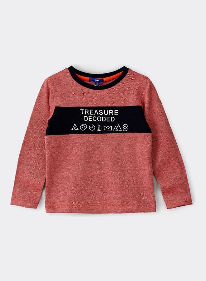 Round Neck Knitted Top Red — 18-24M