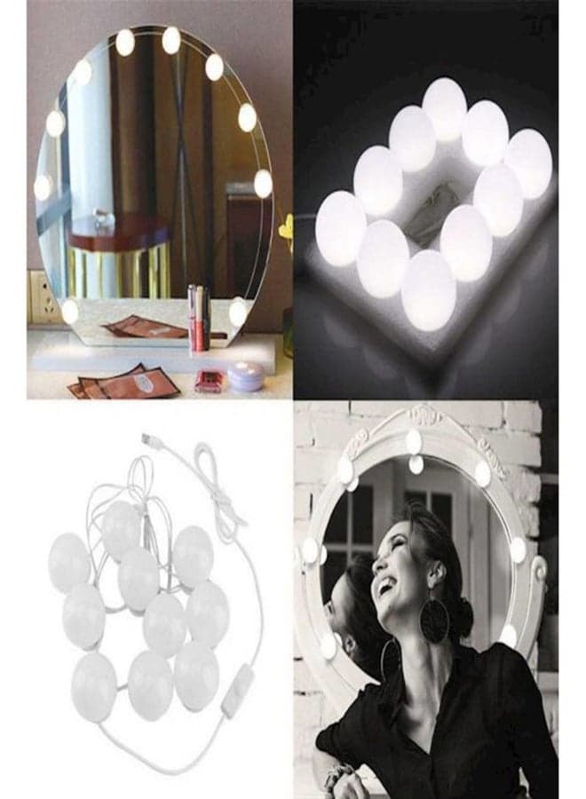 10-LED Stepless Dimmable Vanity Mirror Light Bulb For Dressing Table White
