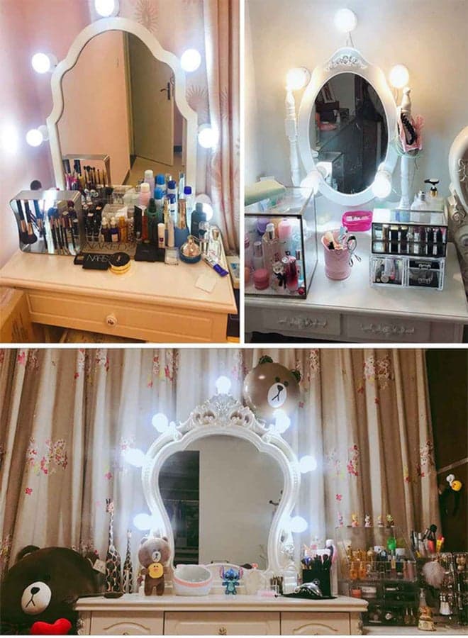 10 LED Hollywood Style Vanity Mirror Lights Kit White 32x19cm