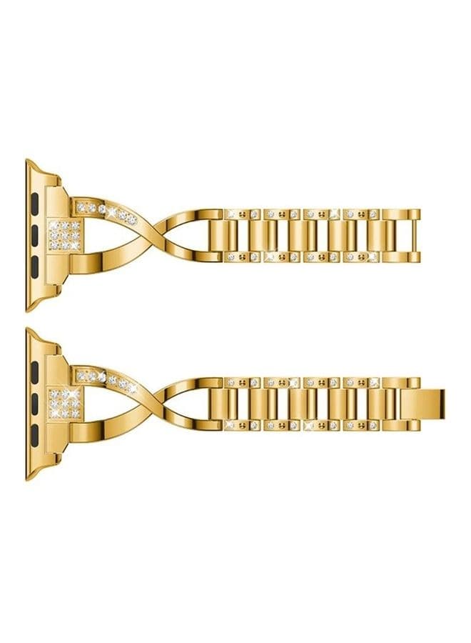X-Shaped Diamond-Studded Watchband For Apple Watch Series 3 & 2 & 1 38mm Gold