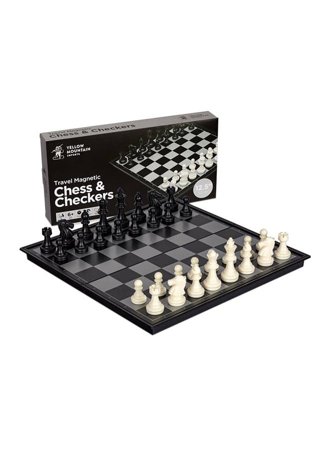 Classic Magnetic Foldable And Portable Chess Set With Board, Multicolour
