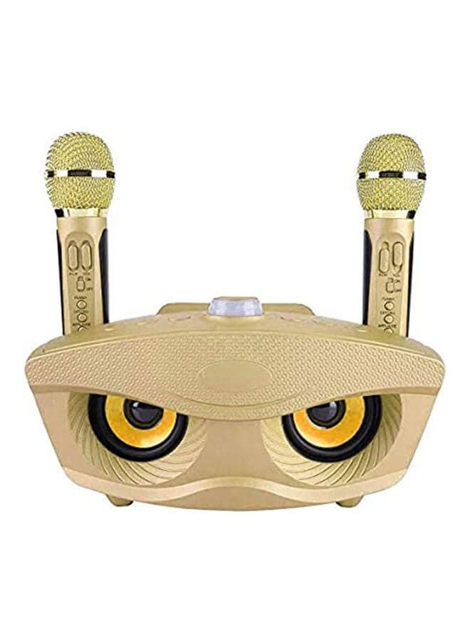 Portable Karaoke Machine Wireless tooth Speaker with 2 Mircophones Home Karaoke Support AUX TF Card U Disk sda85s4dac1 Gold
