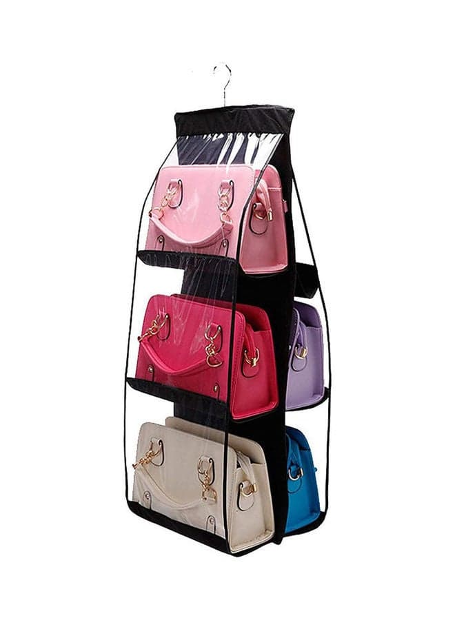 6-Pocket Hanging Purse Handbag Tote Storage Holder Organizer Black 90cm