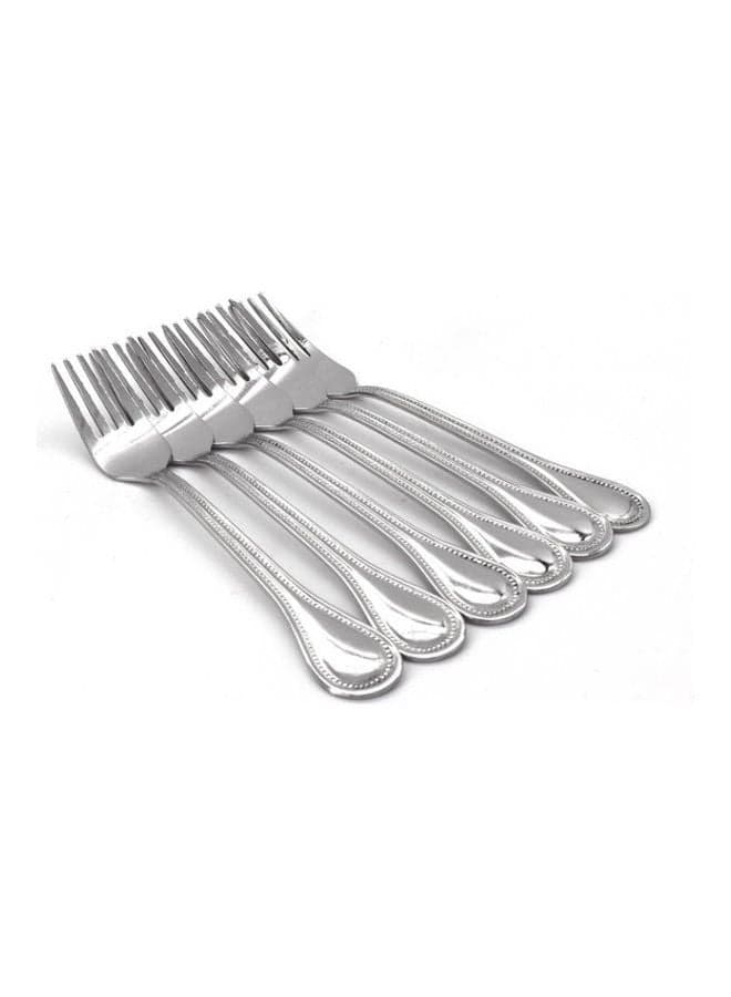 6-Pieces Table Fork Silver 19x3x3cm