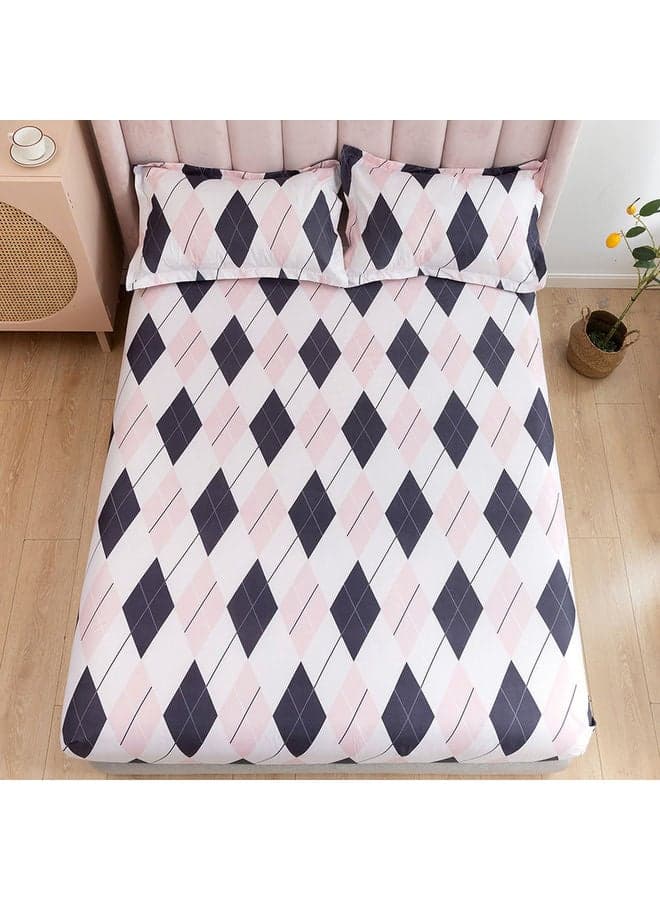 3-Piece Reverie King Size Printed Fitted Sheet Set Microfiber Multicolour 230x260cm
