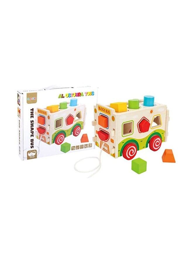 Bus Shaped Wooden Sorter Toy Multicolored For Uptop 12 Month Age Group Kids 23x12x15cm