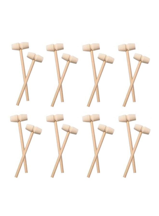 16-Piece Mini Multi-Purpose Natural Wood Hammer Toy Props For Party Game