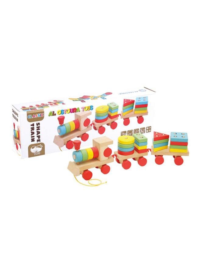 Colorful Classic Train Shaped Wooden Geometric Shape Sorter Play Set For Kids 41x12.7x7cm