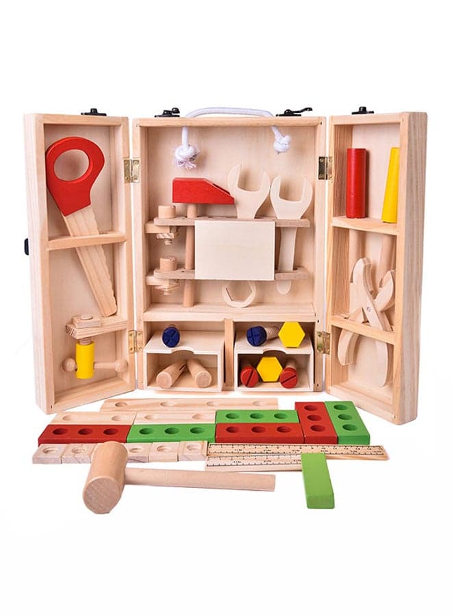 43-Piece Wooden Construction Educational Nontoxic Game Tool Toy Set For Kids