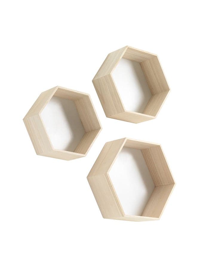 3-Piece Wall Shelves Set Beige/Brown 39x34x15centimeter