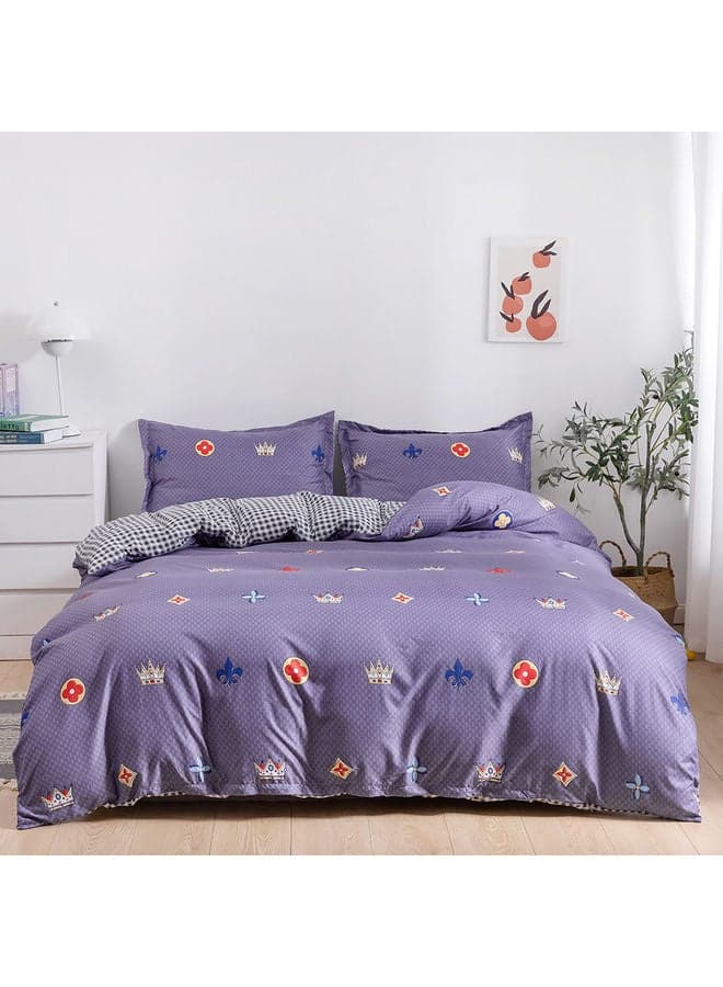4-Piece Single Size Duvet Cover Set Microfiber Multicolour